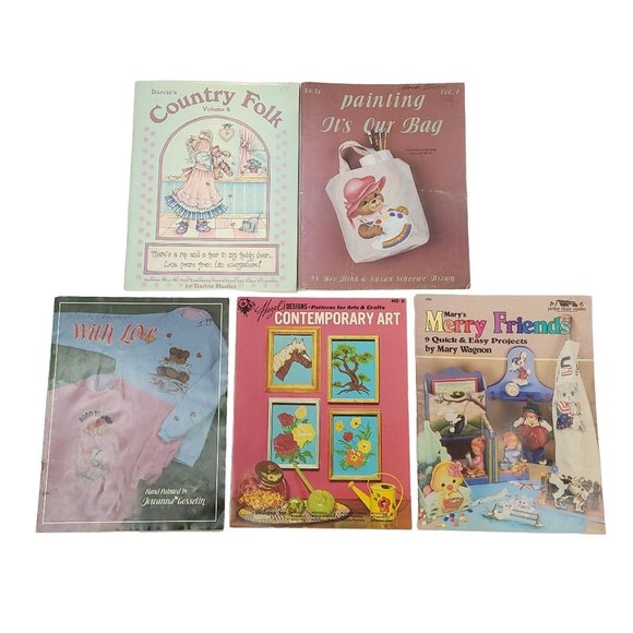 Crafting Books Lot Of 5 Embossing Painting Fabric Stitchery Tole Canvas Applique - Picture 1 of 11